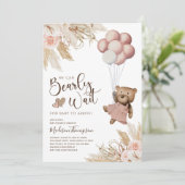 Pampas Grass Boho Girl Beer Baby shower Kaart (Staand voorkant)