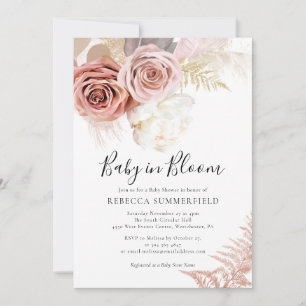 Pampas Grass Boho Girl Herfst Baby shower Kaart