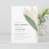 Pampas Grass Boho Groen Goud Baby shower Kaart (Staand voorkant)