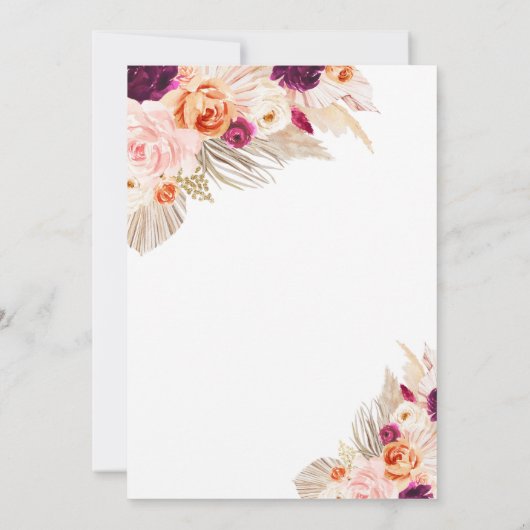 Pampas Grass Boho Herfst Pumpkin Baptism Christeni Kaart (Achterkant)