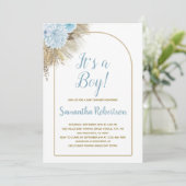 Pampas Grass Boho Het is een Boy Baby shower Kaart (Staand voorkant)