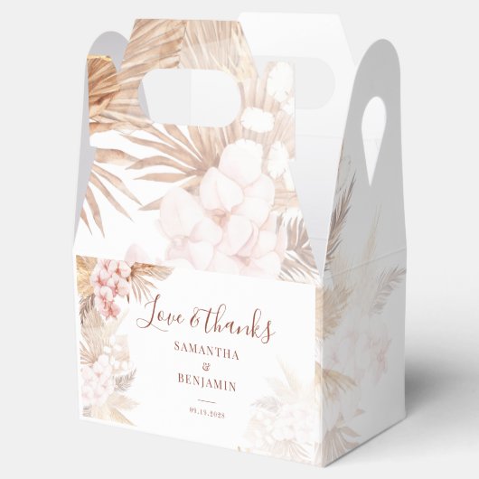 Pampas Grass Boho Love and Bedankt Wedding Bedankdoosjes (Geopend)