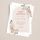 Pampas Grass Boho Meisje Baby shower Kaart