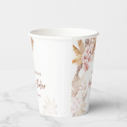 Pampas Grass Boho Meisje Baby shower Papieren Bekers (Rechts)