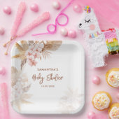 Pampas Grass Boho Meisje Baby shower Papieren Bordje (Feest)