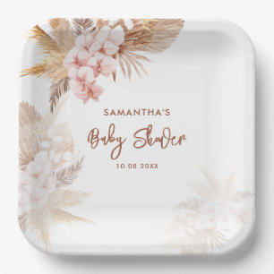 Pampas Grass Boho Meisje Baby shower Papieren Bordje