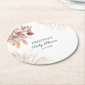 Pampas Grass Boho Meisje Baby shower Ronde Kartonnen Onderzetter (Gebogen)