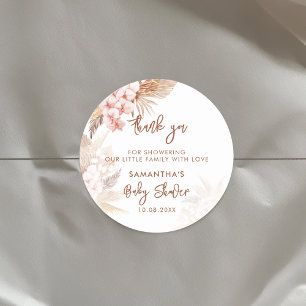 Pampas Grass Boho Meisje Baby shower Ronde Sticker