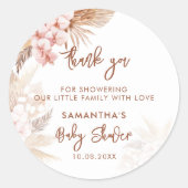 Pampas Grass Boho Meisje Baby shower Ronde Sticker (Voorkant)