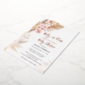 Pampas Grass Boho Meisje Baby shower Roos Gold Folie Uitnodiging (Gedraaid)