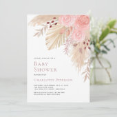 Pampas Grass Boho Meisjes Baby shower Kaart (Staand voorkant)