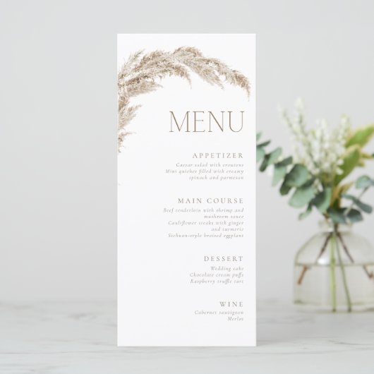 Pampas Grass Boho Menu (Staand voorkant)