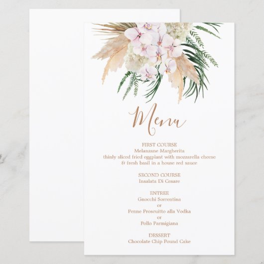 Pampas Grass Boho Menu Kaart (Voorkant / Achterkant)