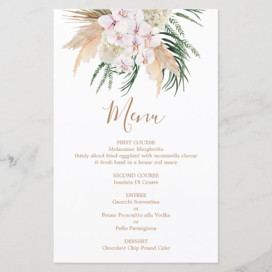 Pampas Grass Boho Menu Kaart (Voorkant)
