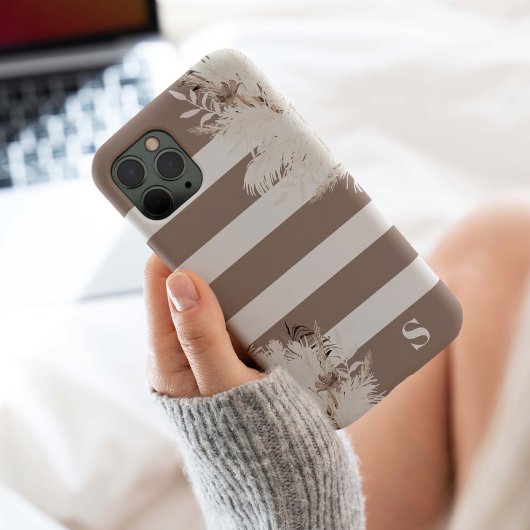 Pampas Grass Boho Monogram Case-Mate iPhone Case