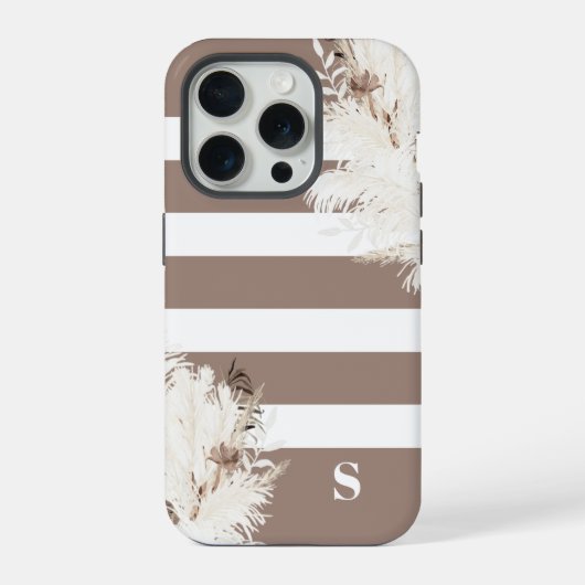Pampas Grass Boho Monogram iPhone Hoesje (Achterkant)