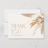 Pampas Grass Boho Neutral Vrijgezellenfeest Bedankkaart (Voorkant)