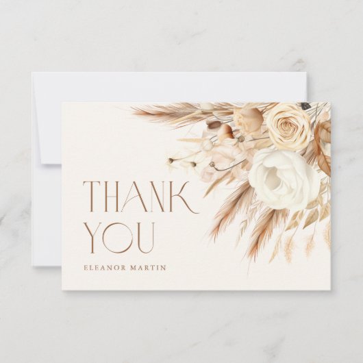 Pampas Grass Boho Neutral Vrijgezellenfeest Bedankkaart (Voorkant)