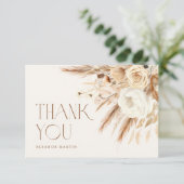 Pampas Grass Boho Neutral Vrijgezellenfeest Bedankkaart (Staand voorkant)