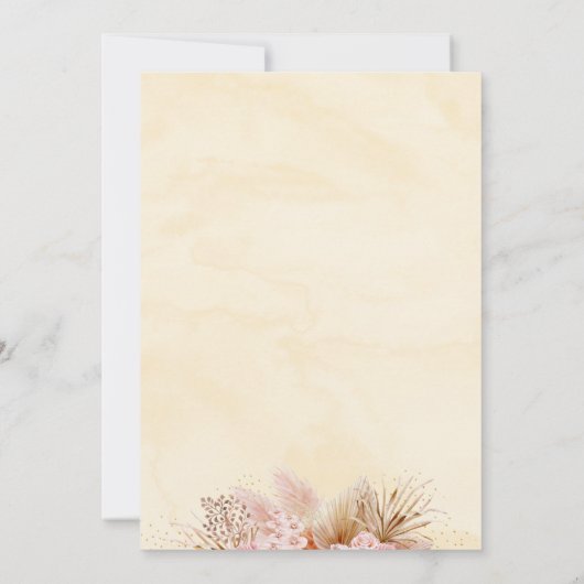 Pampas Grass Boho Pink Floral Girl Birthday Kaart (Achterkant)