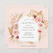 Pampas Grass Boho Pink Floral Vrijgezellenfeest In Kaart (Voorkant / Achterkant)