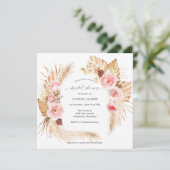 Pampas Grass Boho Pink Floral Vrijgezellenfeest Kaart (Staand voorkant)