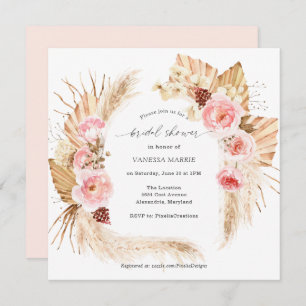 Pampas Grass Boho Pink Floral Vrijgezellenfeest Kaart