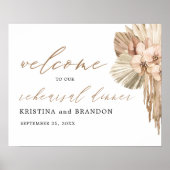 Pampas Grass Boho Rehearsal Dinner Welcome Sign Poster (Voorkant)