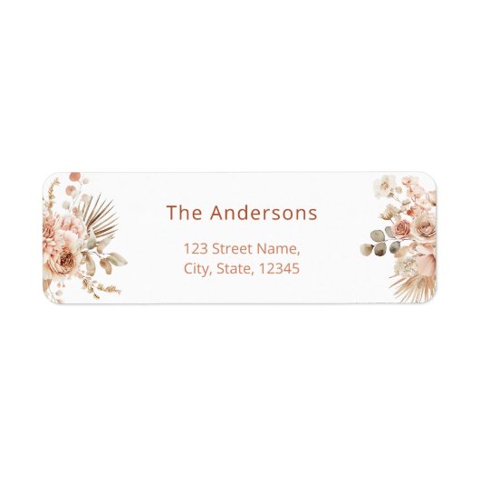 Pampas Grass Boho Return Address Label (Voorkant)