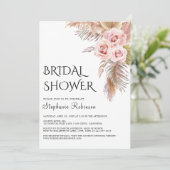 Pampas Grass Boho Roos Floral Vrijgezellenfeest Kaart (Staand voorkant)