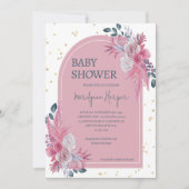 Pampas Grass Boho Roze Baby shower Kaart (Voorkant)