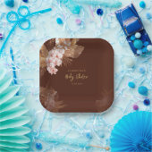 Pampas Grass Boho Roze Bloemen Baby shower Papieren Bordje (Feest)