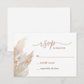 Pampas Grass Boho RSVP-kaart RSVP Kaartje (Voorkant / Achterkant)