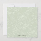 Pampas Grass Boho Sage Green Floral Square Weddens Kaart (Achterkant)