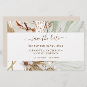 Pampas Grass Boho Save the Date