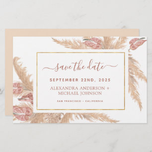 Pampas Grass Boho Save the Date