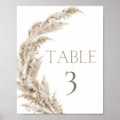 Pampas Grass Boho Table Number Poster (Voorkant)