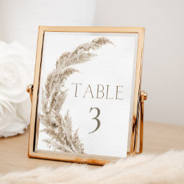 Pampas Grass Boho Table Number Poster