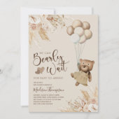 Pampas Grass Boho Teddy Bear Baby shower Kaart (Voorkant)