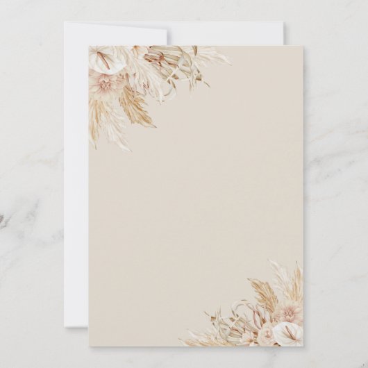 Pampas Grass Boho Teddy Bear Baby shower Kaart (Achterkant)