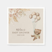 Pampas Grass Boho Teddy Bear Baby shower Napkins Servet (Voorkant)