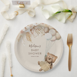 Pampas Grass Boho Teddy Bear Baby shower Papieren Bordje