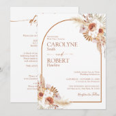 Pampas grass boho terracotta all in one Weddenscha Kaart (Voorkant / Achterkant)