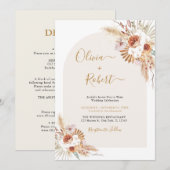 Pampas grass boho terracotta all in one Weddenscha Kaart (Voorkant / Achterkant)