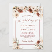 Pampas Grass Boho Terracotta Arch Foto Weddenschap Kaart (Voorkant)