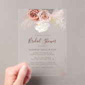 Pampas Grass Boho Terracotta Vrijgezellenfeest Acryl Uitnodigingen (Insitu (Draagbaar))