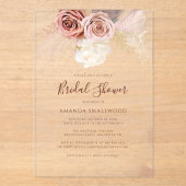 Pampas Grass Boho Terracotta Vrijgezellenfeest Acryl Uitnodigingen (Voorkant)