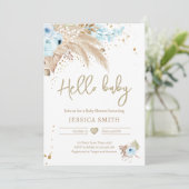 Pampas Grass Boho Tropical Boy Rustic Baby shower Kaart (Staand voorkant)