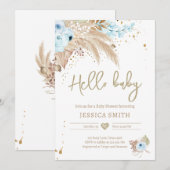Pampas Grass Boho Tropical Boy Rustic Baby shower Kaart (Voorkant / Achterkant)