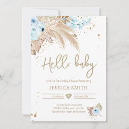 Pampas Grass Boho Tropical Boy Rustic Baby shower Kaart